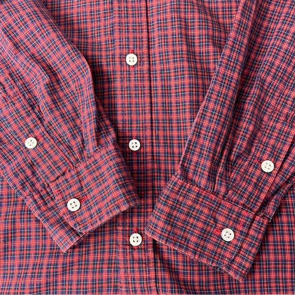 Ralph Lauren Boy’s Button Down Plaid Shirt Size Large 14-16 Red Blue - Picture 6 of 9